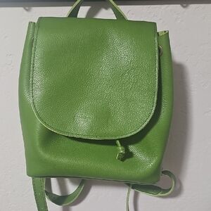 Bright Green Mini Leather Backpack - Women's Casual Shoulder Bag